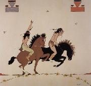 Quincy Tahoma Two Riders oil painting